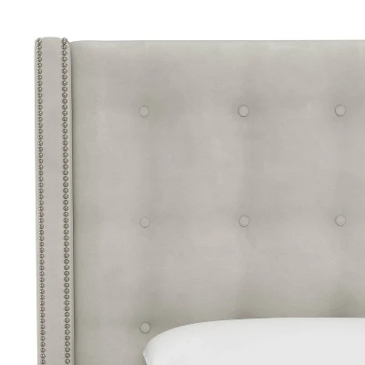 Nail Button Tufted Wingback Velvet Headboard - Skyline Furniture - Image 3