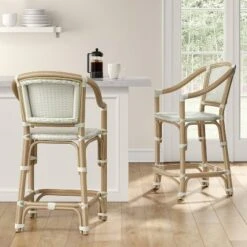 Parksley Rattan And Woven Counter Height Barstool White - Threshold™