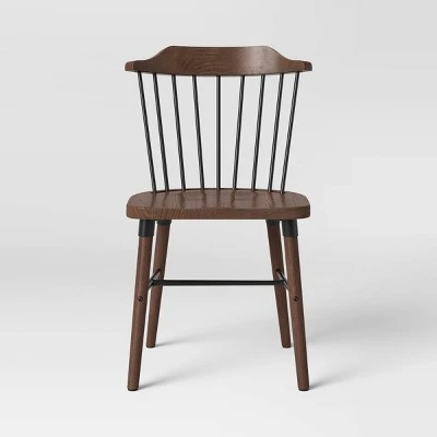 Delway Curved Back Mixed Material Dining Chair Walnut - Threshold™ - Image 2