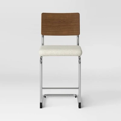 Cecilton Chrome Cantilever Counter Height Barstool Cream Boucle - Threshold™ - Image 2
