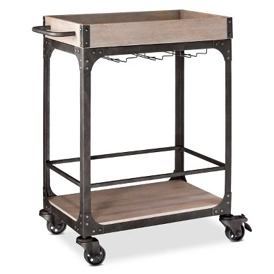 Franklin Bar Cart And Wine Rack Weathered Gray - Threshold™ - Image 2