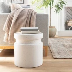 Murray Round Ceramic End Table White - Threshold™ Designed With Studio McGee