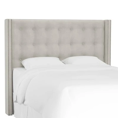 Nail Button Tufted Wingback Velvet Headboard - Skyline Furniture