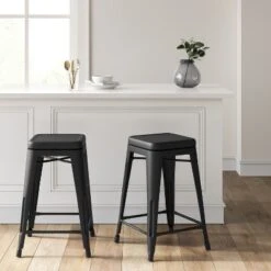 Set Of 2 Carlisle Backless Swivel Counter Height Barstool Matte Black - Threshold™