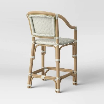 Parksley Rattan And Woven Counter Height Barstool White - Threshold™ - Image 3