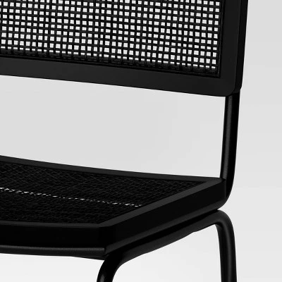 Errol Cane And Wood Counter Height Barstool With Metal Legs Black - Threshold™ - Image 4