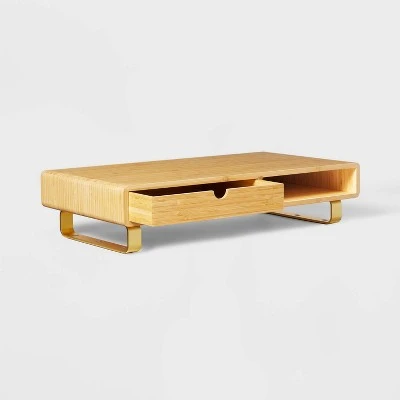 Monitor Riser With USB And Wireless Charging Brown - Threshold™ - Image 3