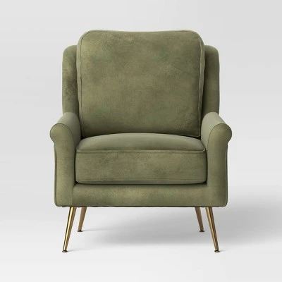 Carmine Luxe Arm Accent Chair With Brass Legs - Threshold™ - Image 2
