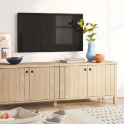 Livingstone Planked TV Stand For TVs Up To 69" Natural - Threshold™