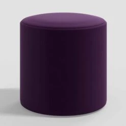 Round Thalia Ottoman In Velvet - Skyline Furniture