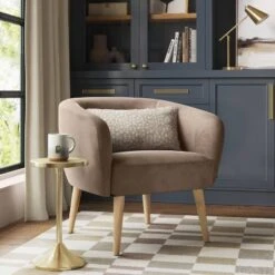 Barrel Open Back Accent Chair Velvet Camel - Threshold™