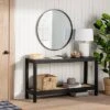 Console Table With Woven Rattan Shelf Black - Threshold™ Designed With Studio McGee