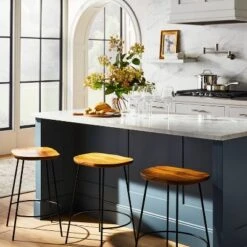 Metal Base Counter Height Barstools With Wood Seat Brown - Threshold™ Designed With Studio McGee