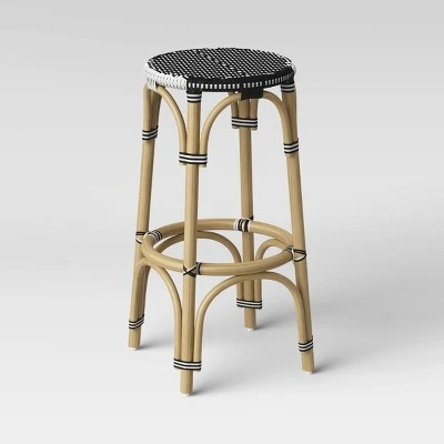 Perry Rattan Backless Woven Barstool Black/White - Threshold™ - Image 2