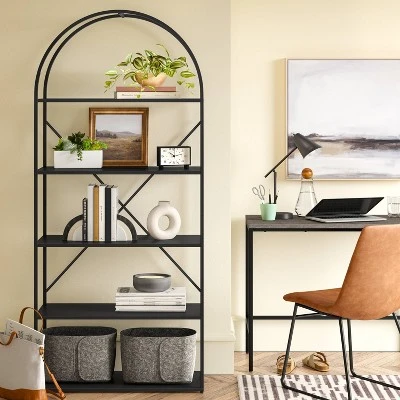 72" Glasgow Metal Arch Bookshelf Black - Threshold™
