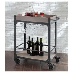 Franklin Bar Cart And Wine Rack Weathered Gray - Threshold™